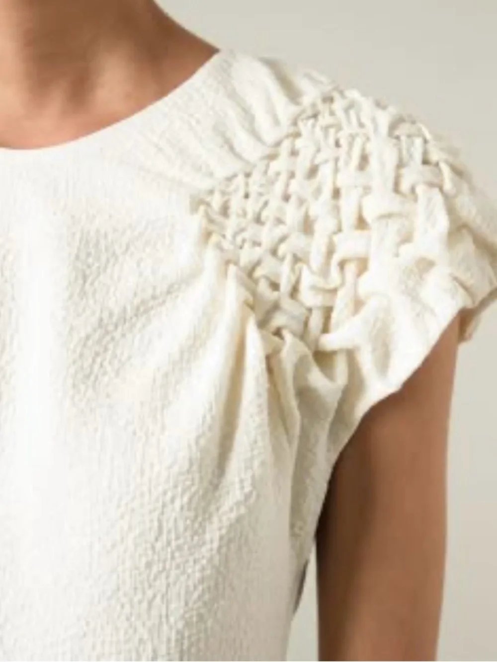 3.1 Phillip Lim Ivory Textured Smocked Dress Size 8 Silk Lined Designer Mini